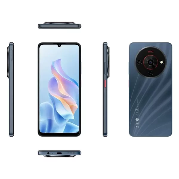 Celular Zte Blade A76 5G 128GB vista frontal, distribuido por Teytel, agente comercial autorizado de Claro en Colombia