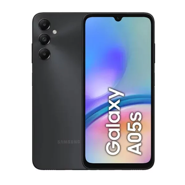Celular Samsung Galaxy A05S 128GB vista frontal y trasera, distribuido por Teytel, agente comercial autorizado de Claro en Colombia