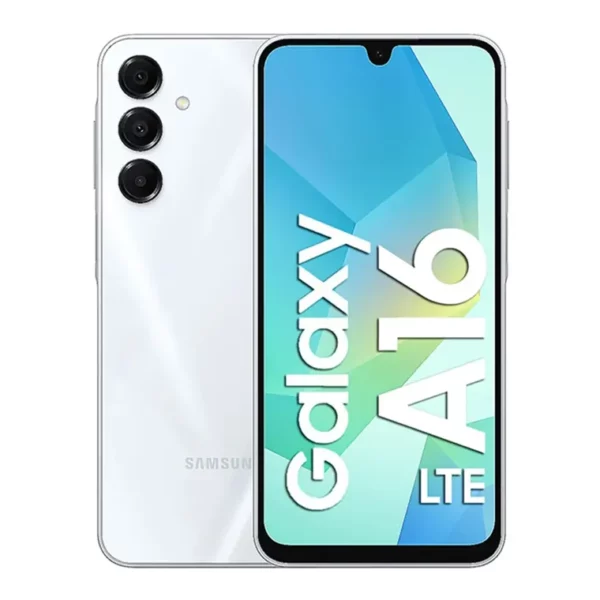 Celular Samsung Galaxy A16 256GB vista frontal y trasera, distribuido por Teytel, agente comercial autorizado de Claro en Colombia