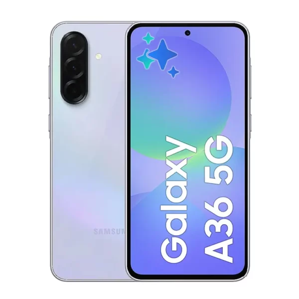 Celular Samsung Galaxy A36 256GB vista frontal y trasera, distribuido por Teytel, agente comercial autorizado de Claro en Colombia