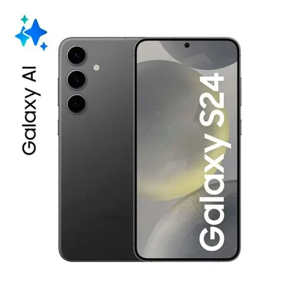 Celular Samsung Galaxy S24 256GB vista frontal y trasera, distribuido por Teytel, agente comercial autorizado de Claro en Colombia