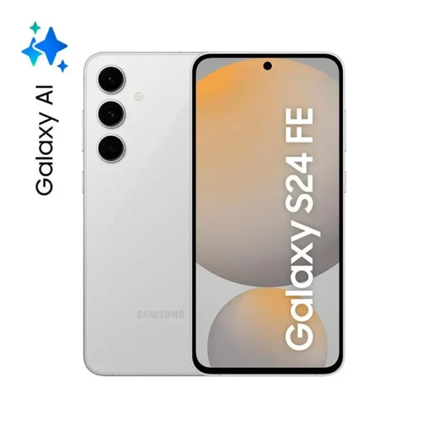 Celular Samsung Galaxy S24 FE 256GB vista frontal y trasera, distribuido por Teytel, agente comercial autorizado de Claro en Colombia