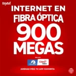 Promoción de internet en fibra óptica de 900 megas con Teytel y Claro, incluye Paramount+ y Claro video