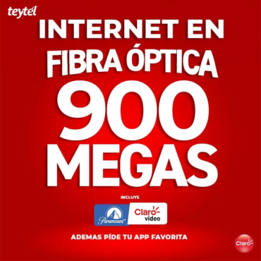 Promoción de internet en fibra óptica de 900 megas con Teytel y Claro, incluye Paramount+ y Claro video