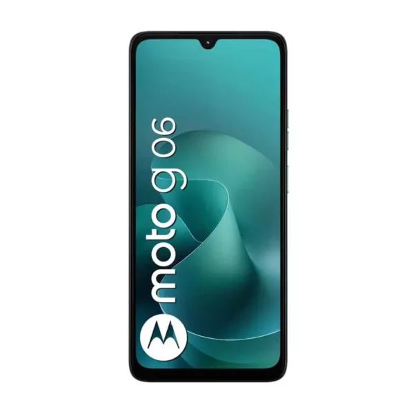 Vista frontal del celular Motorola Moto G06 128GB con pantalla amplia y diseño premium, smartphone distribuido por Teytel, agente autorizado de Claro Colombia, con garantía oficial.