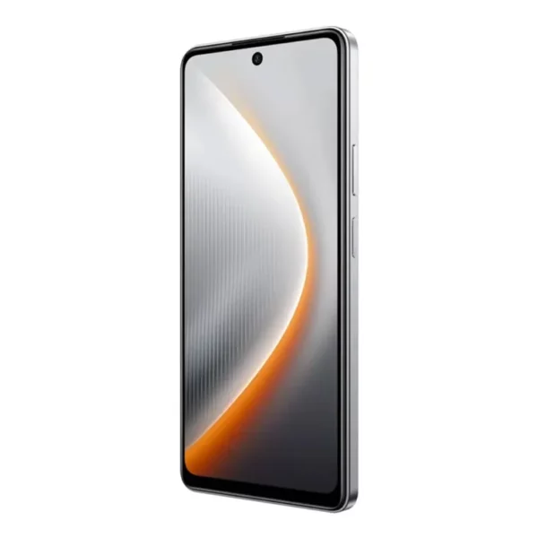 Vista frontal del celular Tecno Pova 7 5G 256GB con pantalla amplia y diseño premium, smartphone distribuido por Teytel, agente autorizado de Claro Colombia, con garantía oficial.