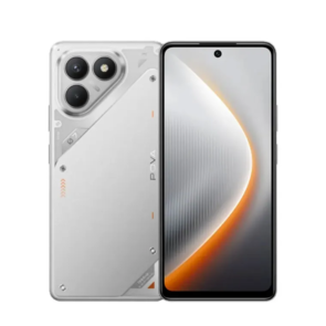 Vista frontal y trasera del celular Tecno Pova 7 5G 256GB con diseño moderno y cámara avanzada, smartphone distribuido por Teytel, agente autorizado de Claro Colombia, con garantía oficial.